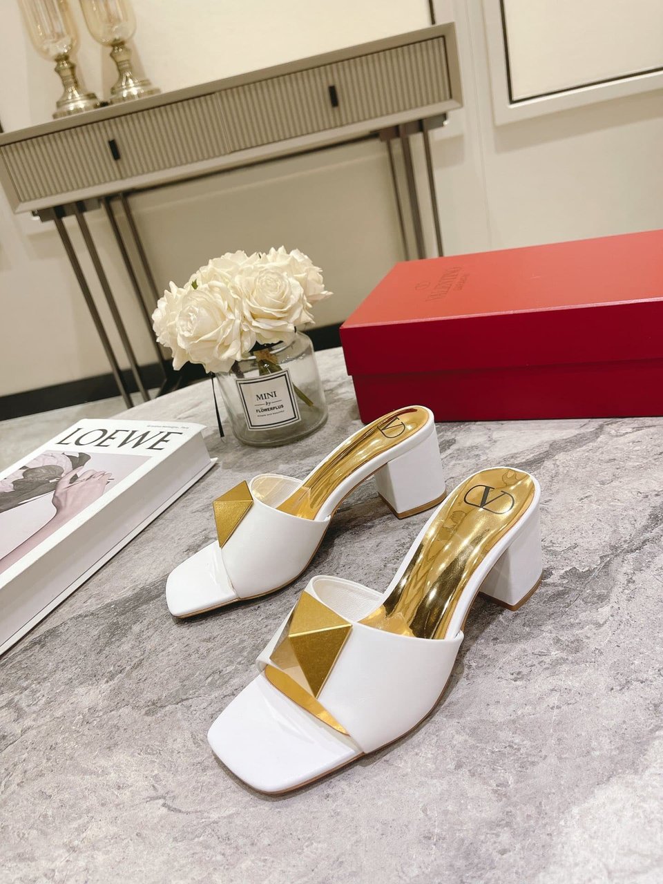 Valentino Garavani One Stud Heeled Sandals White Ws0El3Cyii16 view 3