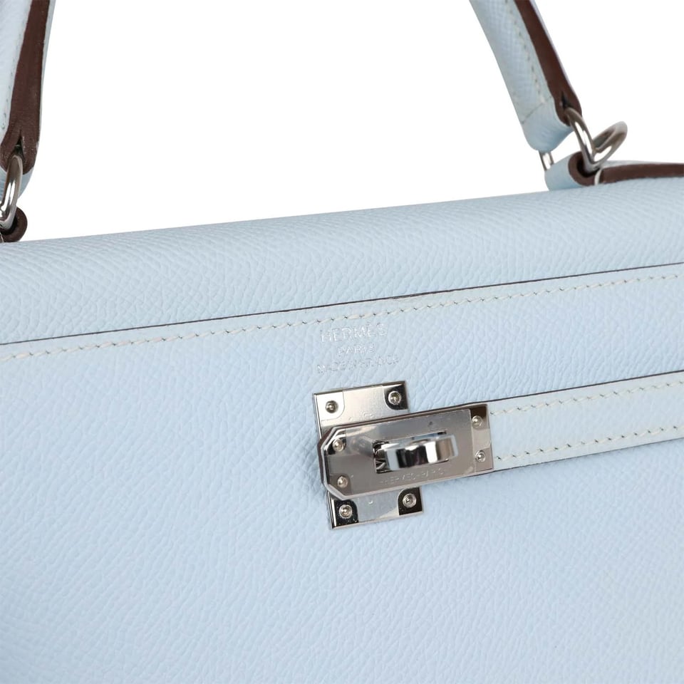 Hermes Kelly 25 Bag In Mist Blue Epsom Leather For Women 25cm/10in view 6