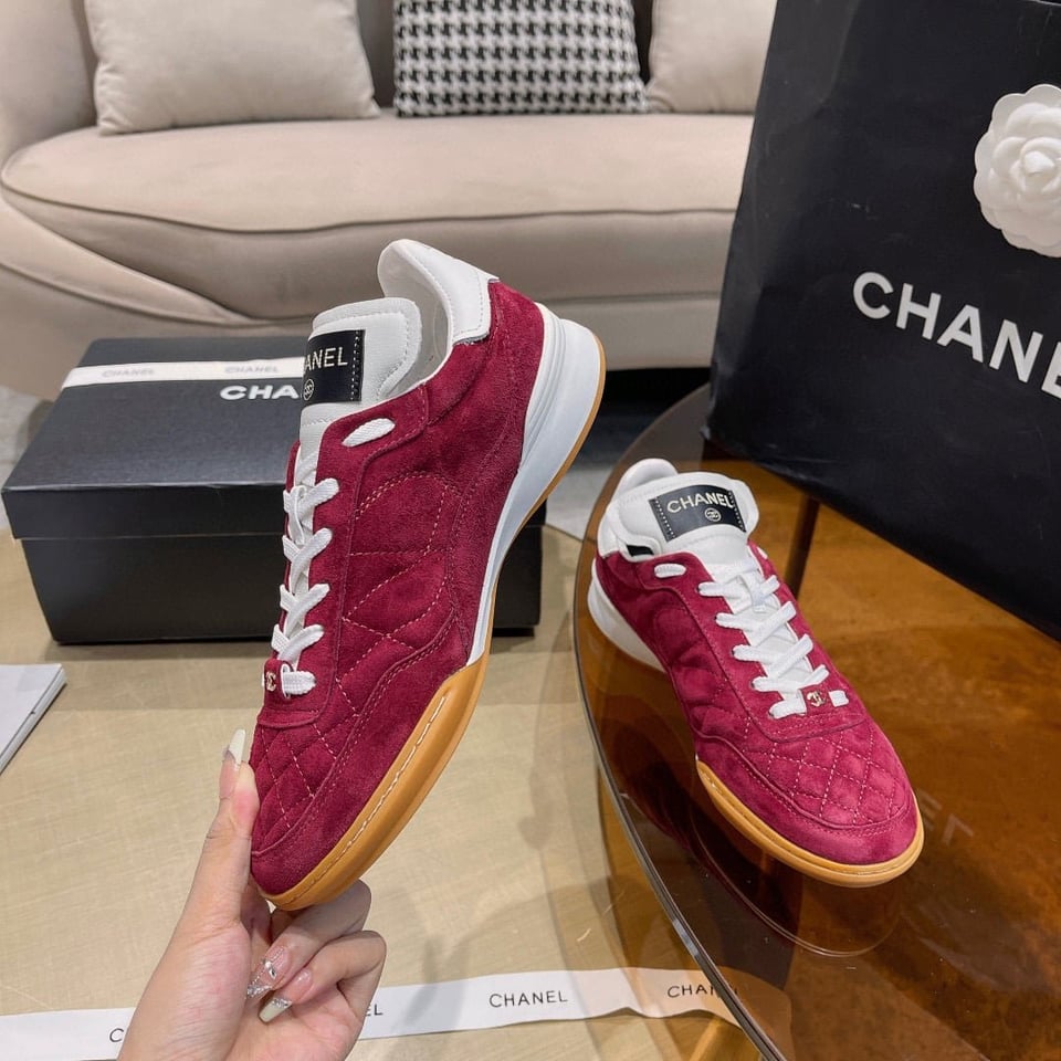Chanel Sneakers Suede Goatskin Red G45335 B14498 Ns323 view 3