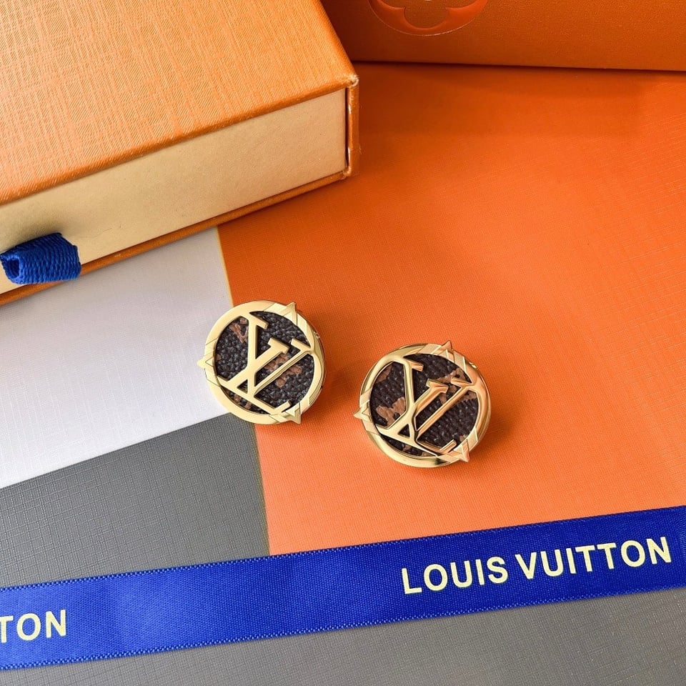 Louis Vuitton Compass Monogram Earrings Gold view 6
