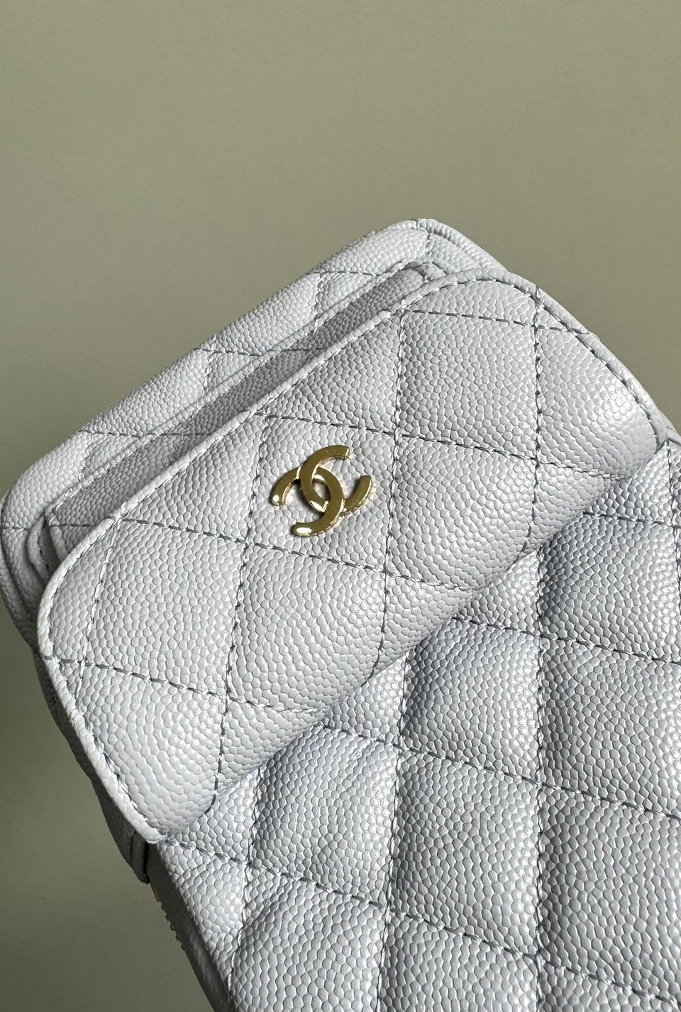 Chanel Mini 18 Backpack White Caviar Light Gold Hardware view 6