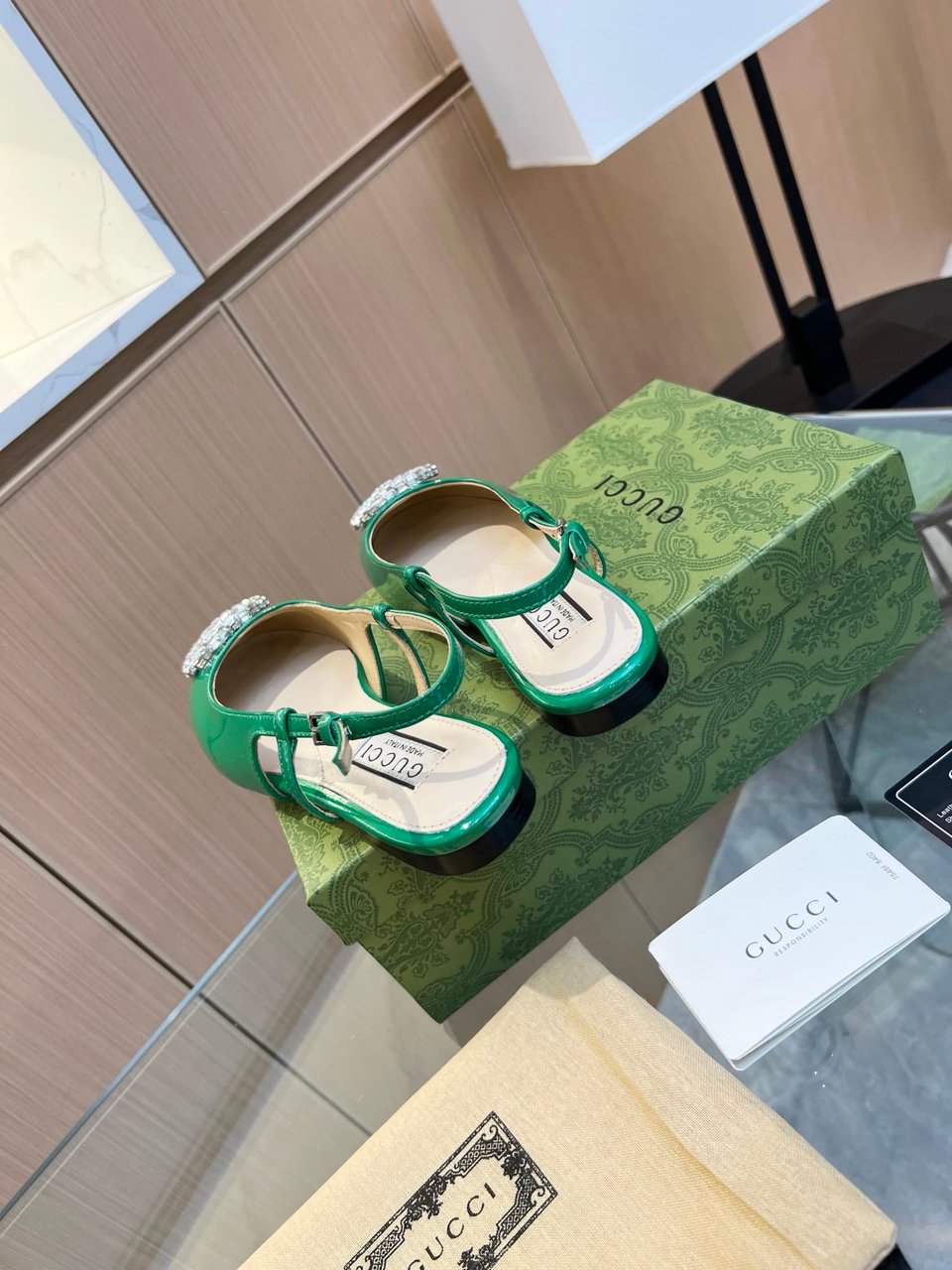 Gucci Gg Crystal Slingback Green view 4