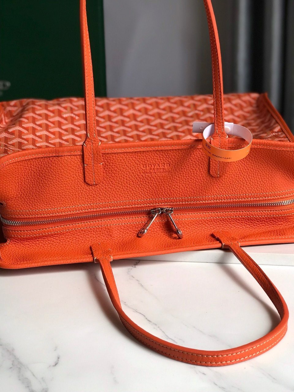 Goyard Hardy Pm Bag 40 Cm Orange Goyardine Canvas And Taurillon Leather Trim view 3