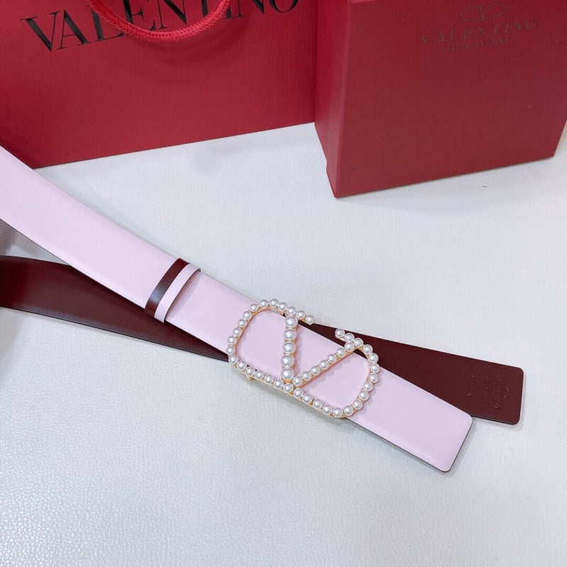 Valentino Vlogo Signature Reversible Belt In Shiny Calfskin With Pearls 40 mm view 9