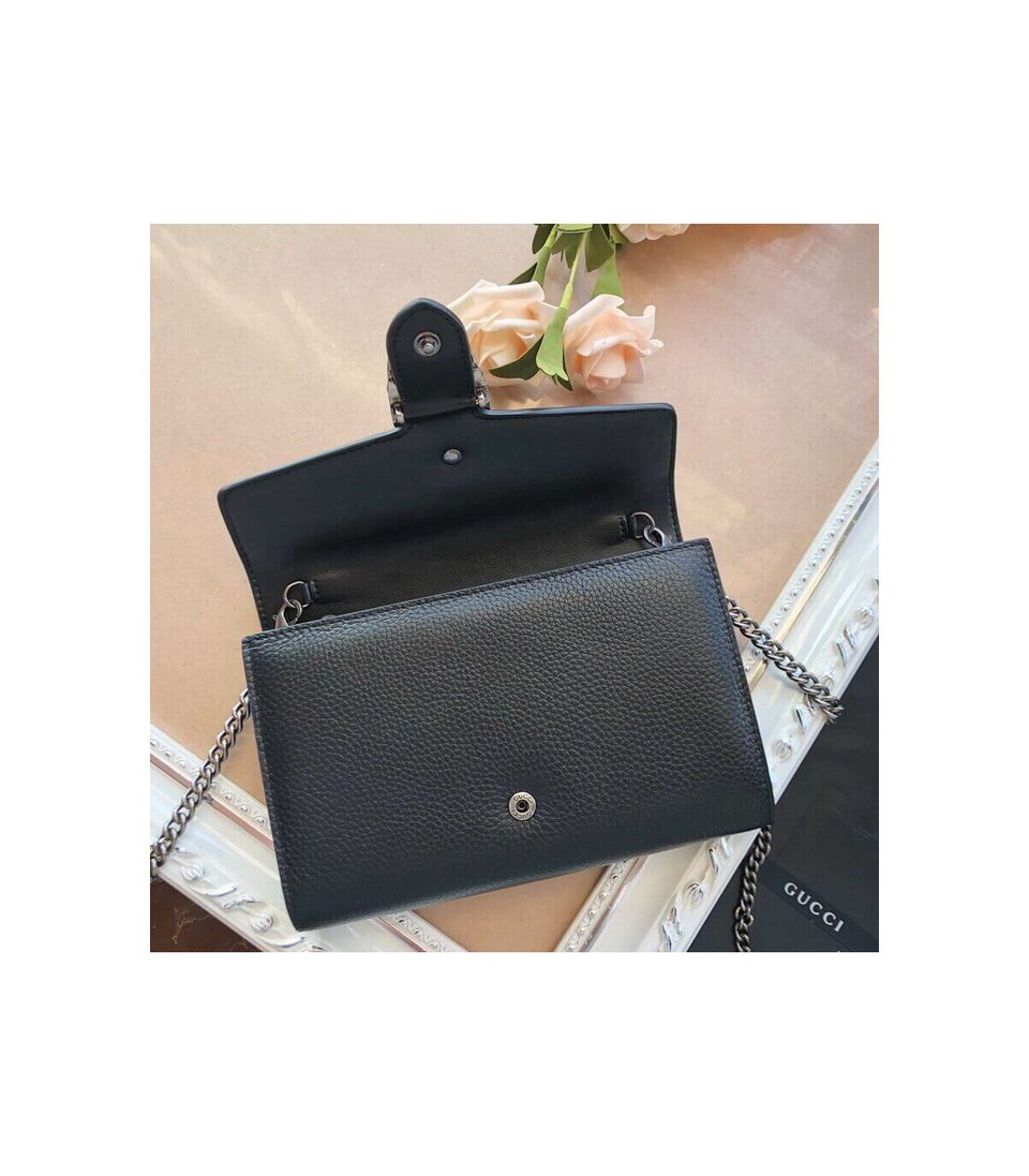 Gucci Dionysus Black Leather Mini Chain Bag view 11
