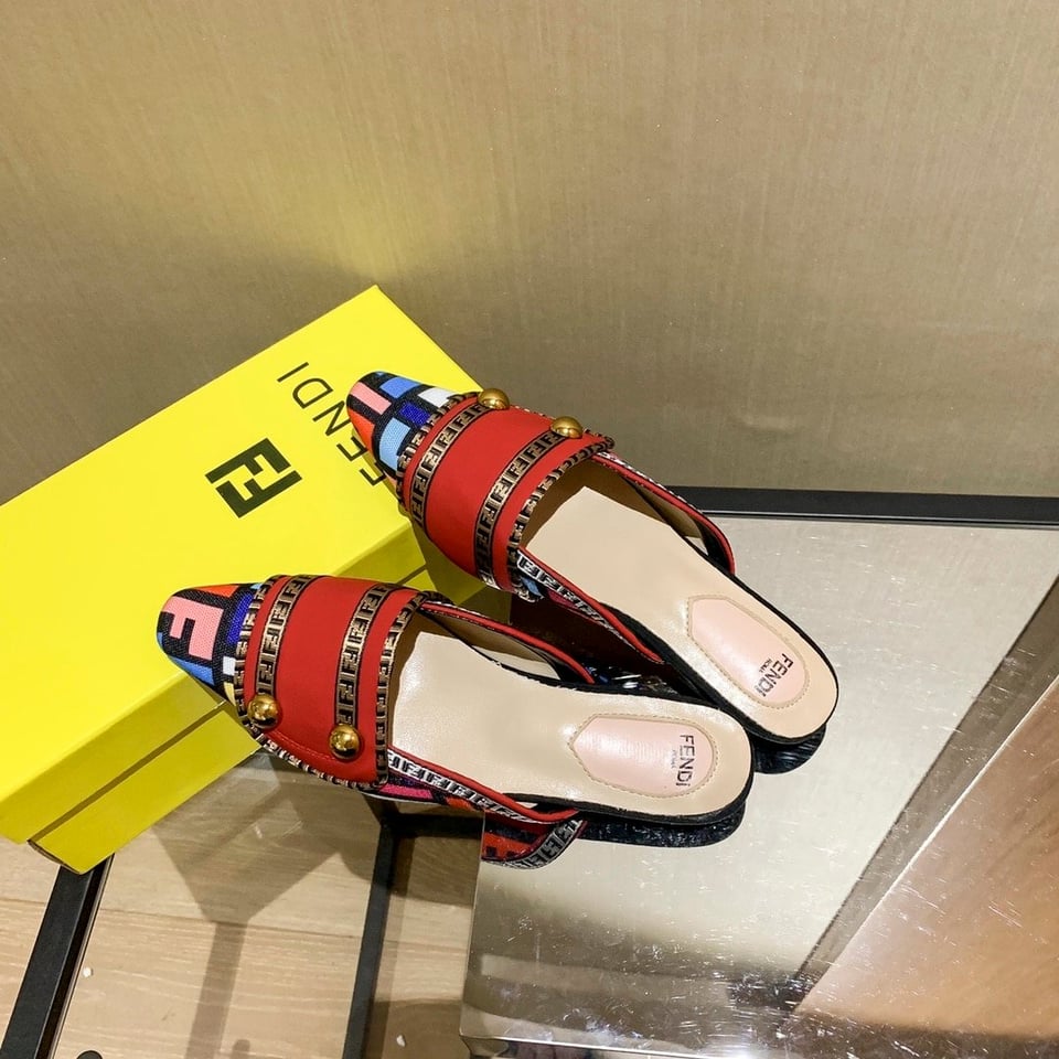 Fendi Flat Loafers Ff White Strap Red view 3