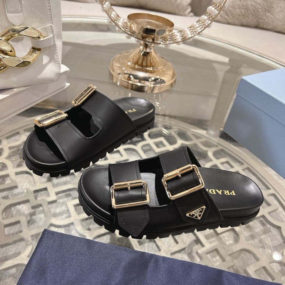 Prada Leather Strap Slides Black 1Xx692 3Lem F0002 F 020 view 9