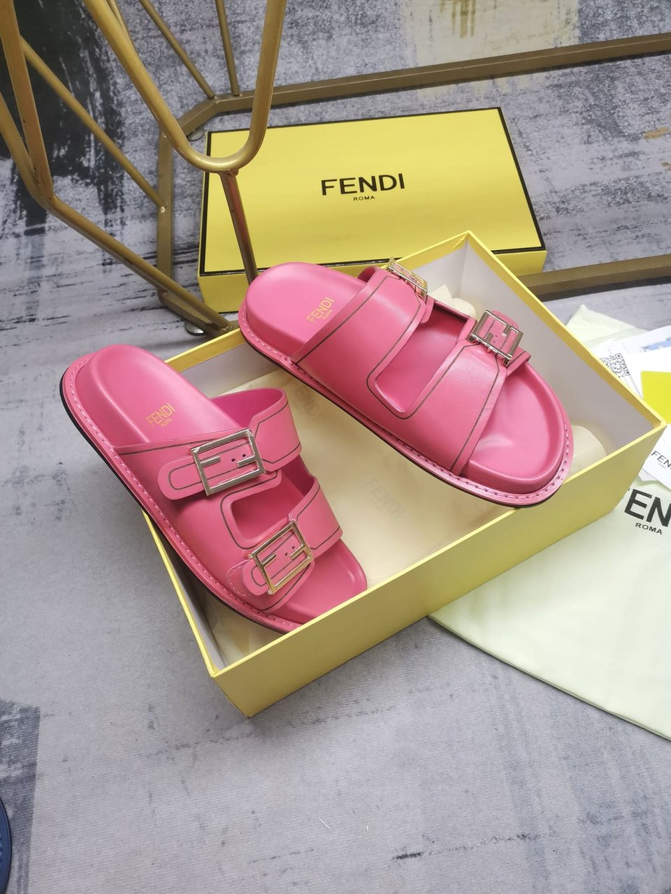 Fendi Feel Leather Slides Pink 8X8326Na7F1K9Y view 8