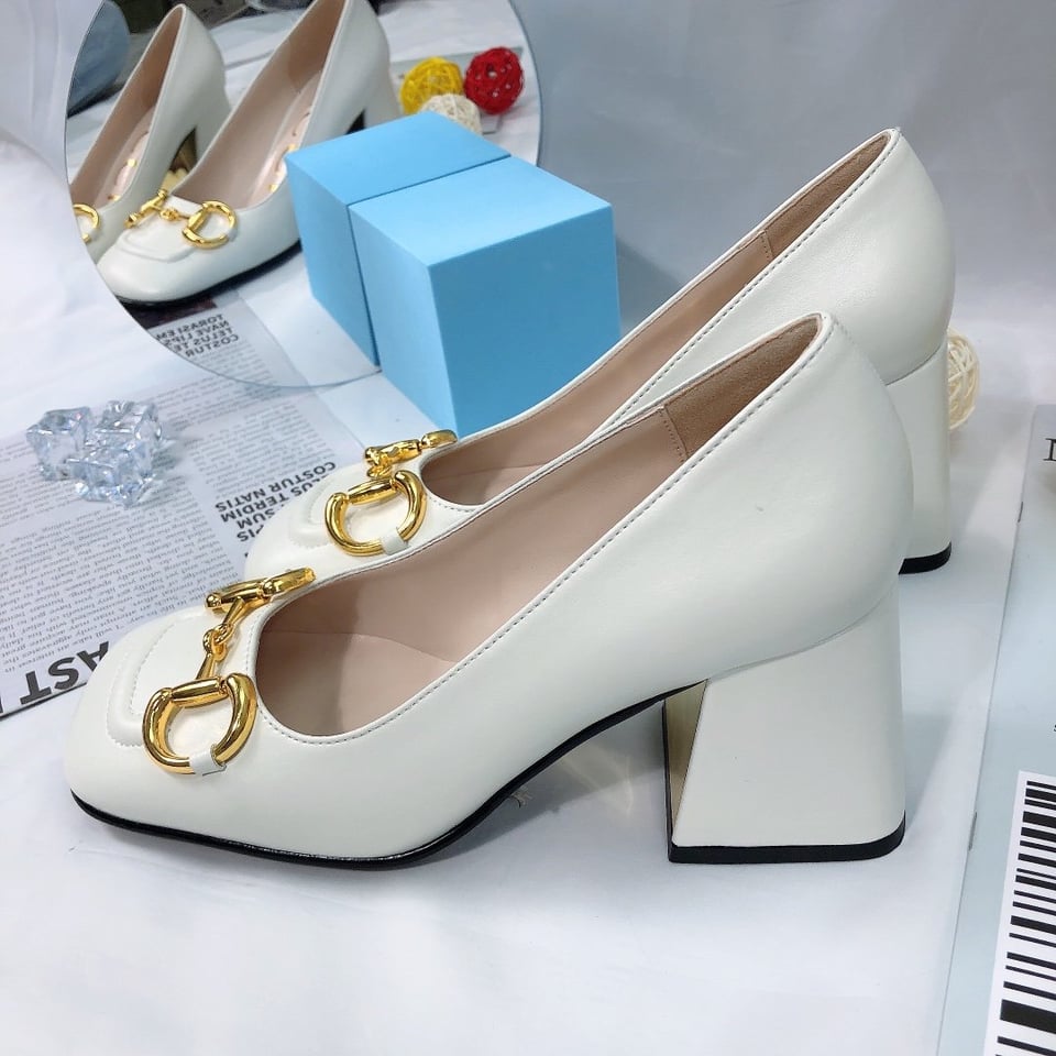 Gucci Women?S Mid Heel Pump With Horsebit White view 3
