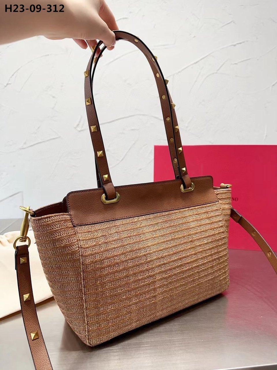 Valentino Rockstud Tote Bag Brown 28Cm view 3