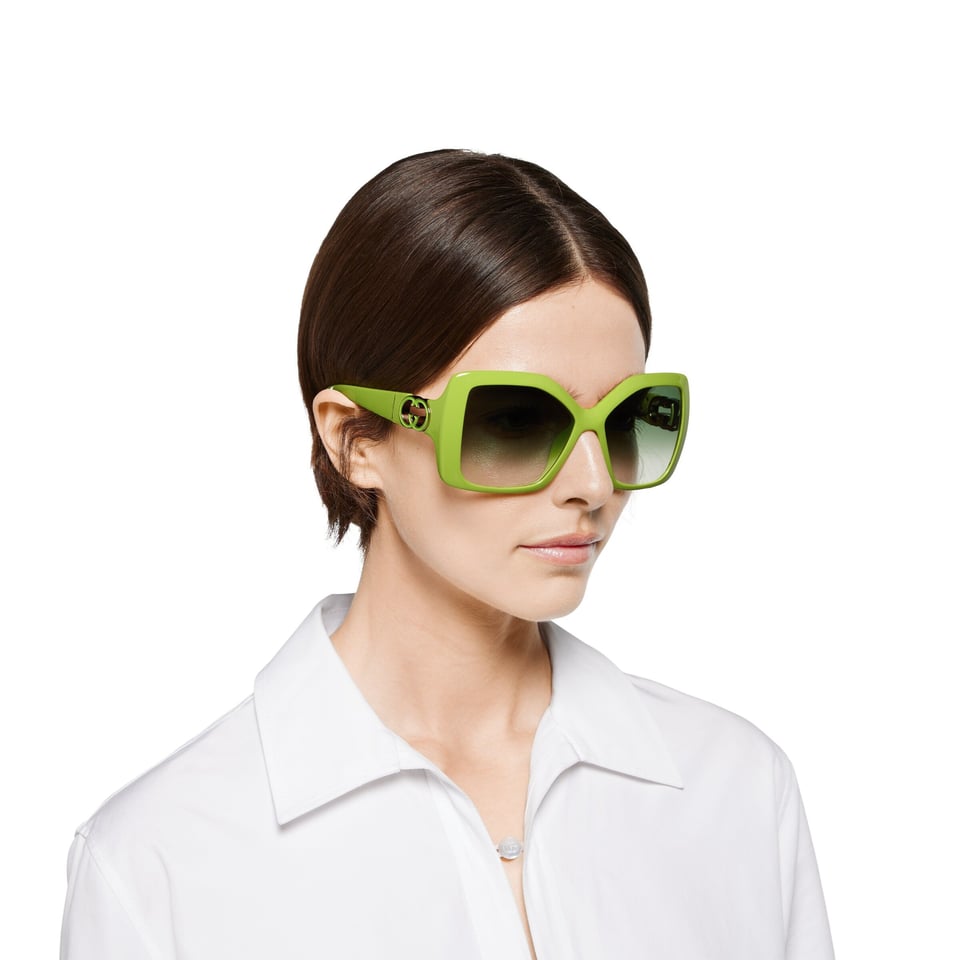 Gucci Acid Green Square Frame Sunglasses GG2015S view 5