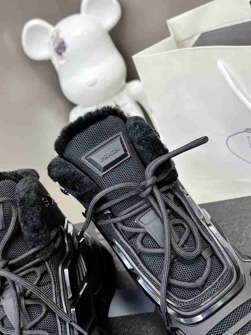 Prada Cloudbust Thunder High Top Sneakers Black view 4