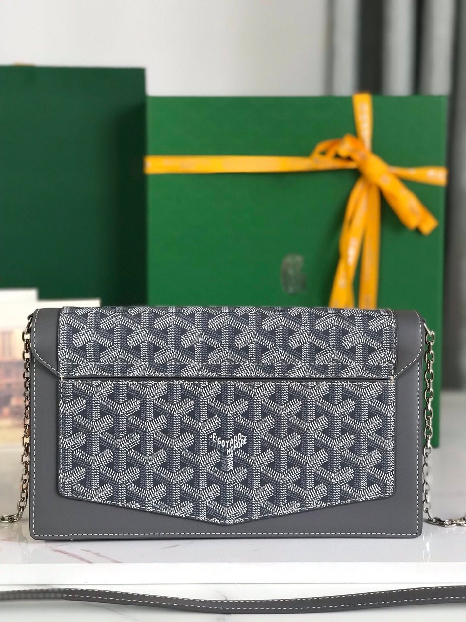 Goyard Duchesse Marie-Caroline Bag 25cm Gray Goyardine Canvas And Smooth Calfskin view 5