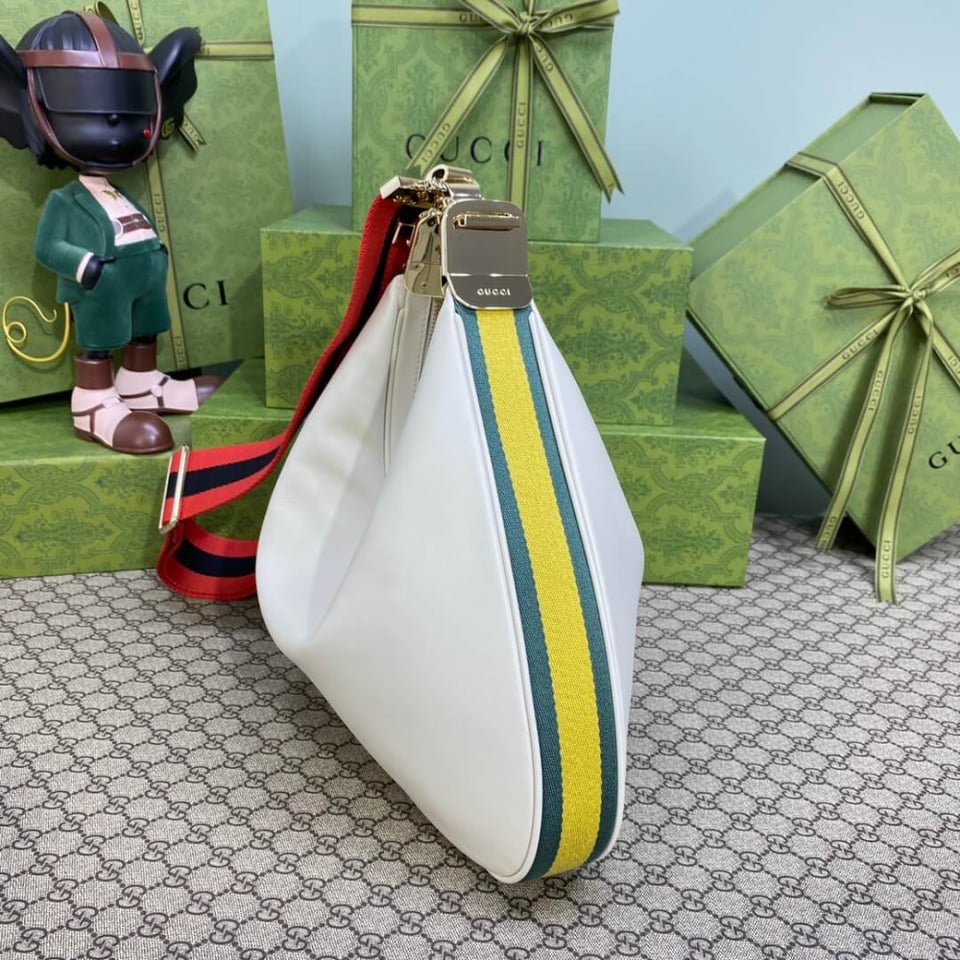 Gucci White Leather Attache Medium Shoulder Bag view 8