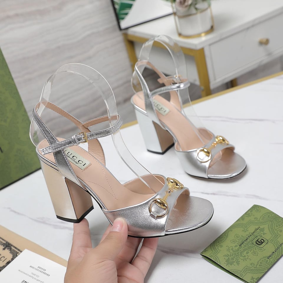Gucci Women’S Horsebit High Heel Sandal Silver view 5