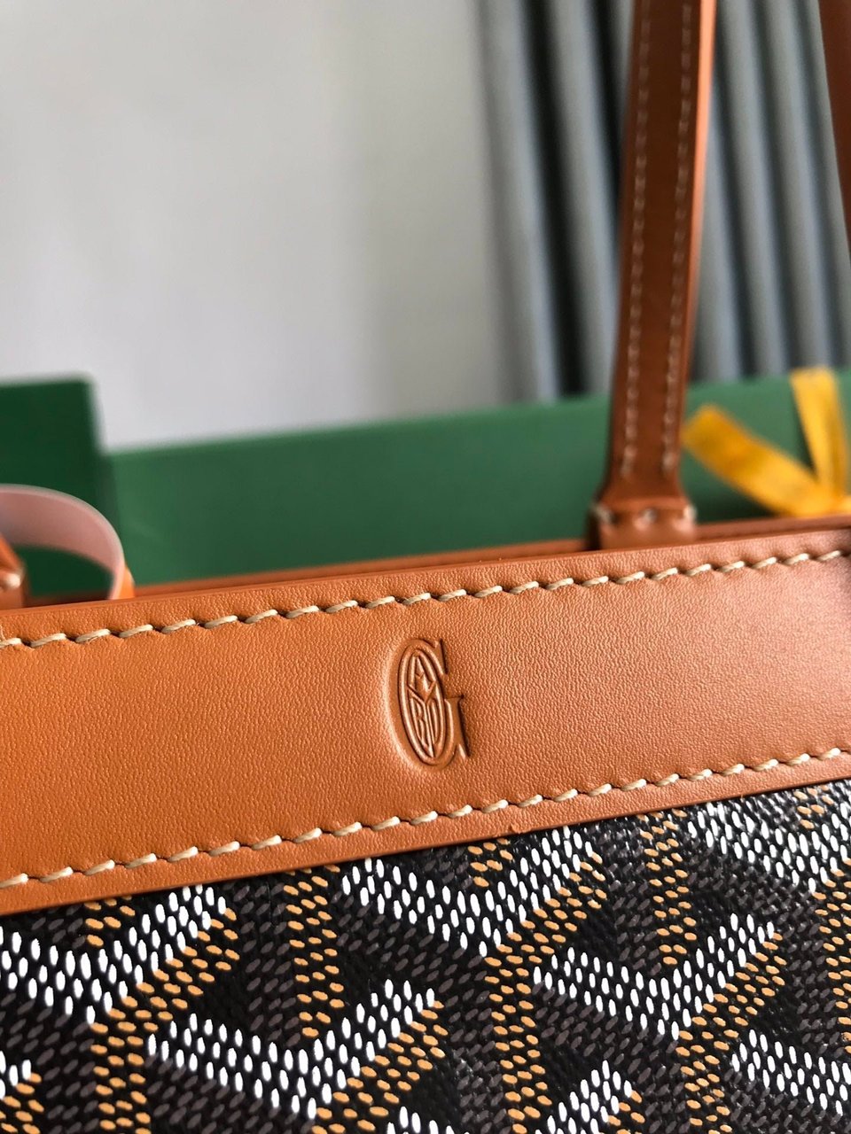 Goyard Bellechasse Biaude Pm Bag 36 Cm Black Goyardine Canvas And Tan Calfskin Trim view 5