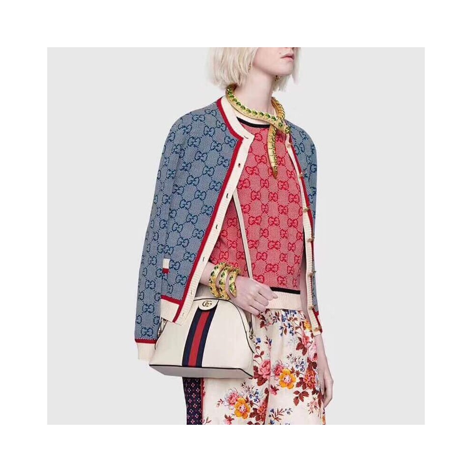 Gucci Ophidia Small Shoulder Bag in White Leather view 8