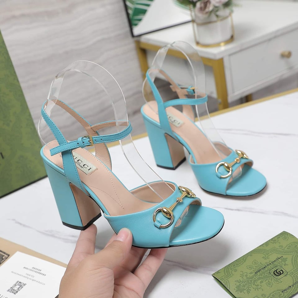 Gucci Women’S Horsebit High Heel Sandal Blue ?771600 C9D00 4728 view 5