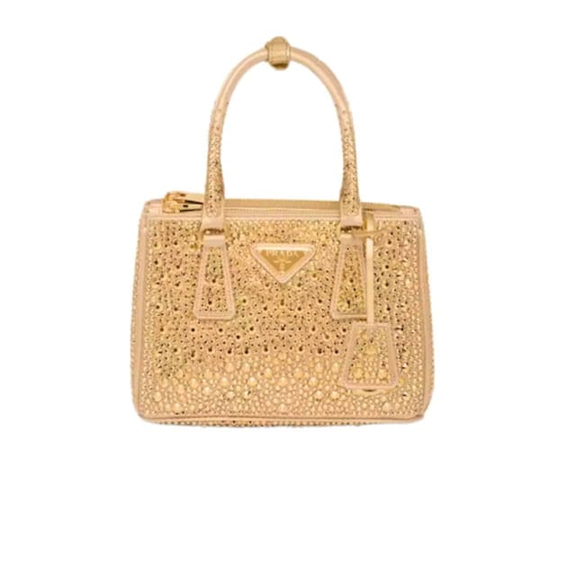 Prada Galleria Satin Mini Bag With Crystals Yellow 23Cm
