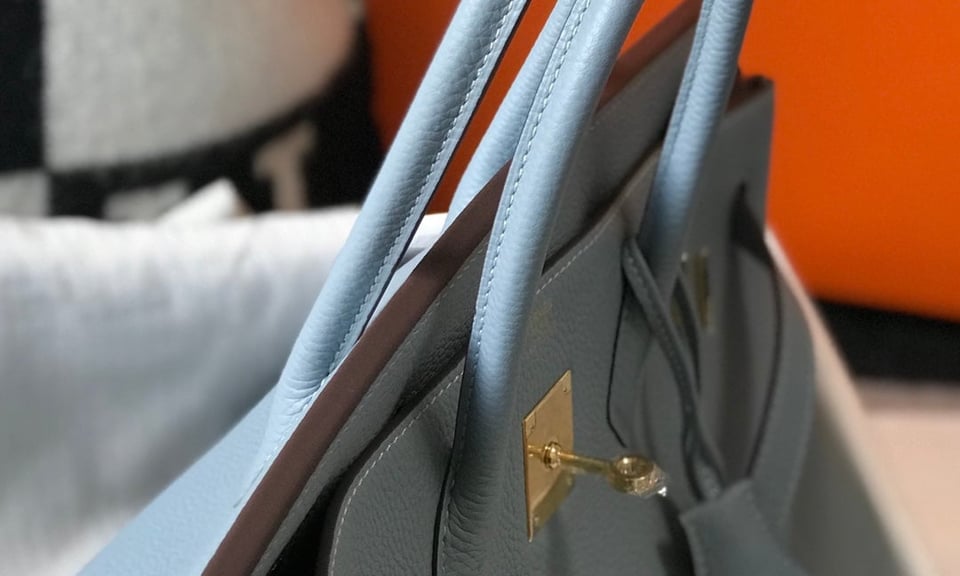 Hermes Birkin 35Cm Sky Blue Togo Leather Gold Hardware view 5