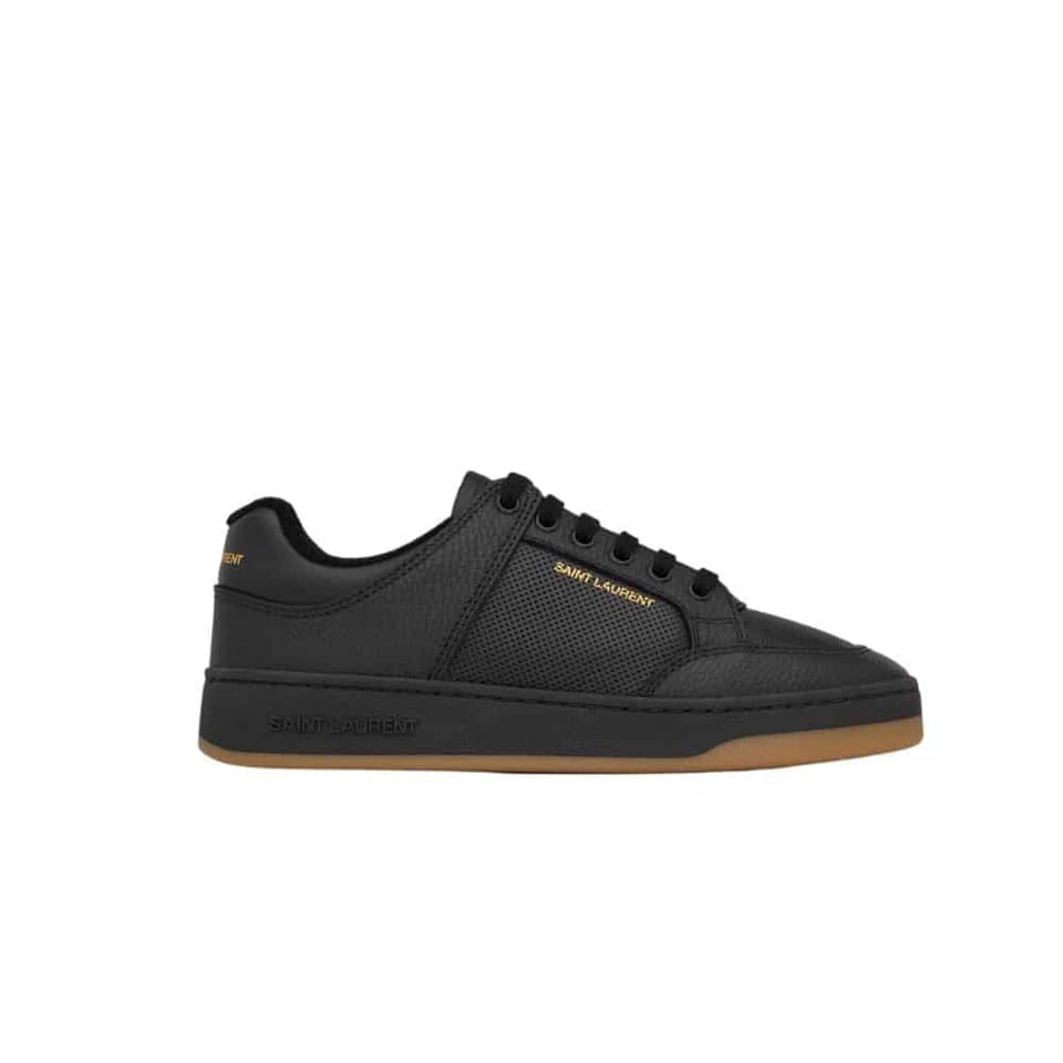 Saint Laurent Perforated Leather Sneakers Black view 2