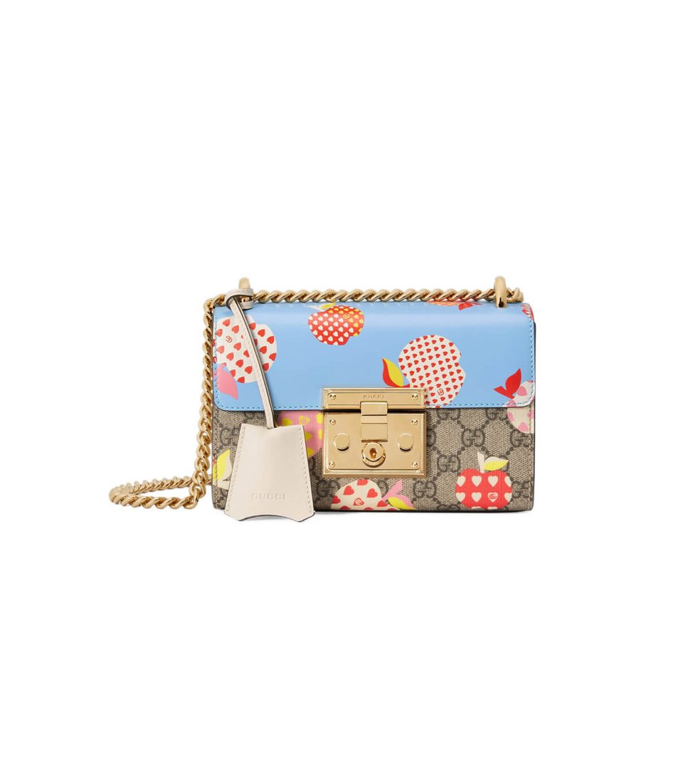 Gucci Padlock Heart Apple Pattern Small Shoulder Bag Blue view 2