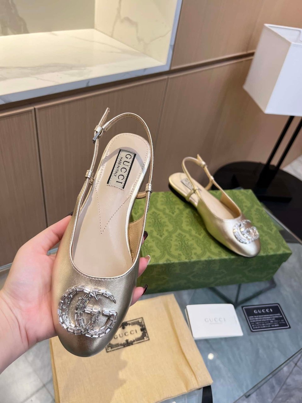 Gucci Gg Crystal Slingback Silver view 5