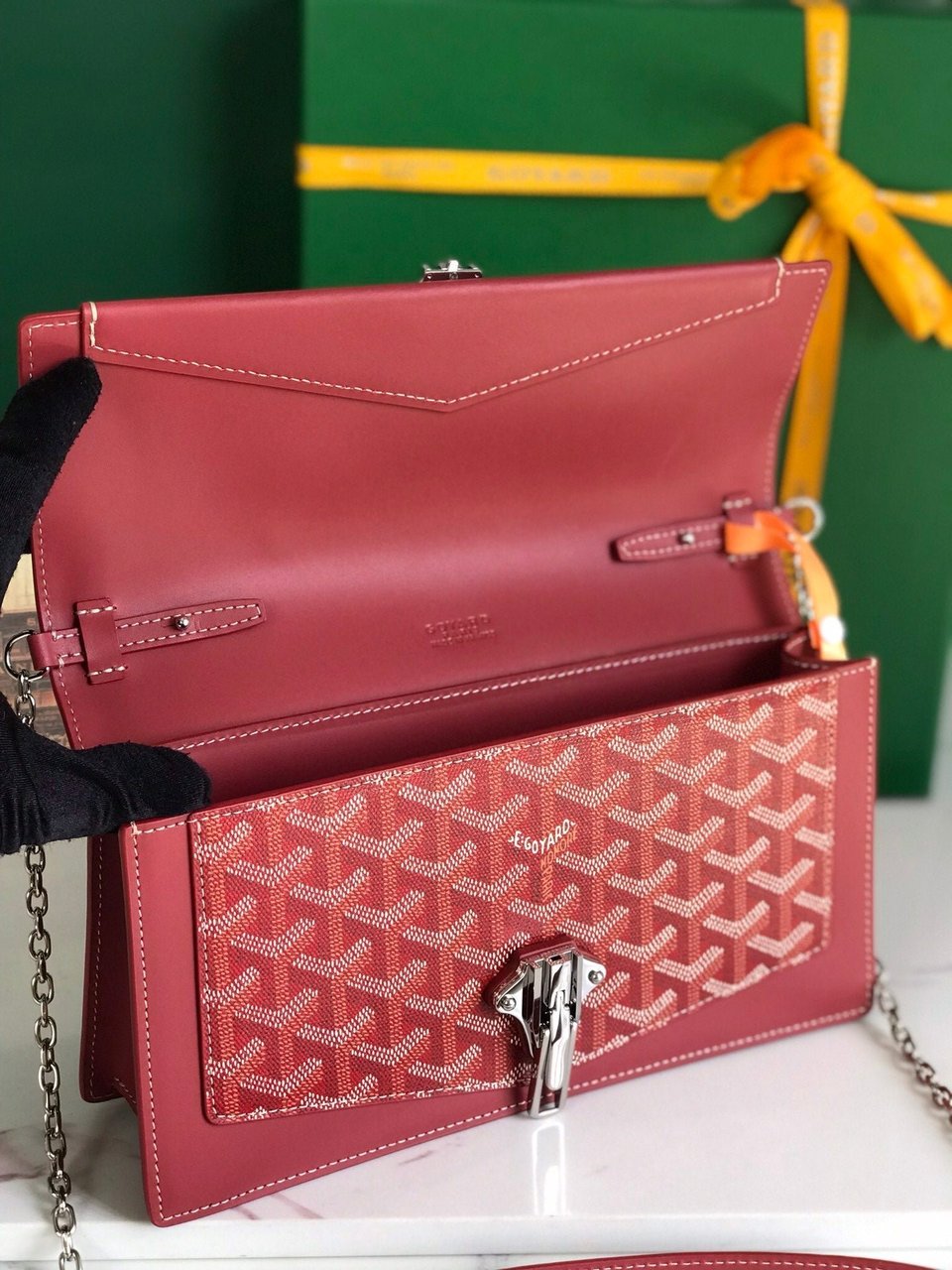 Goyard Duchesse Marie-Caroline Bag 25 Cm Red Goyardine Canvas And Smooth Calfskin view 5