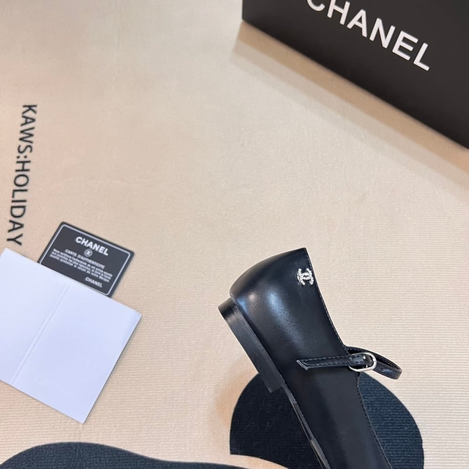 Chanel Square Toe Ballet Flats Black view 5