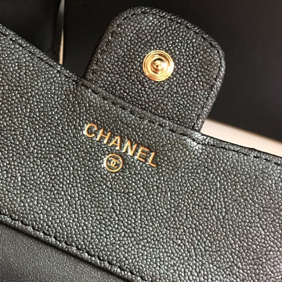 Chanel Flap Card Holder 11.5 Black Grained Calfskin Gold Icon view 7
