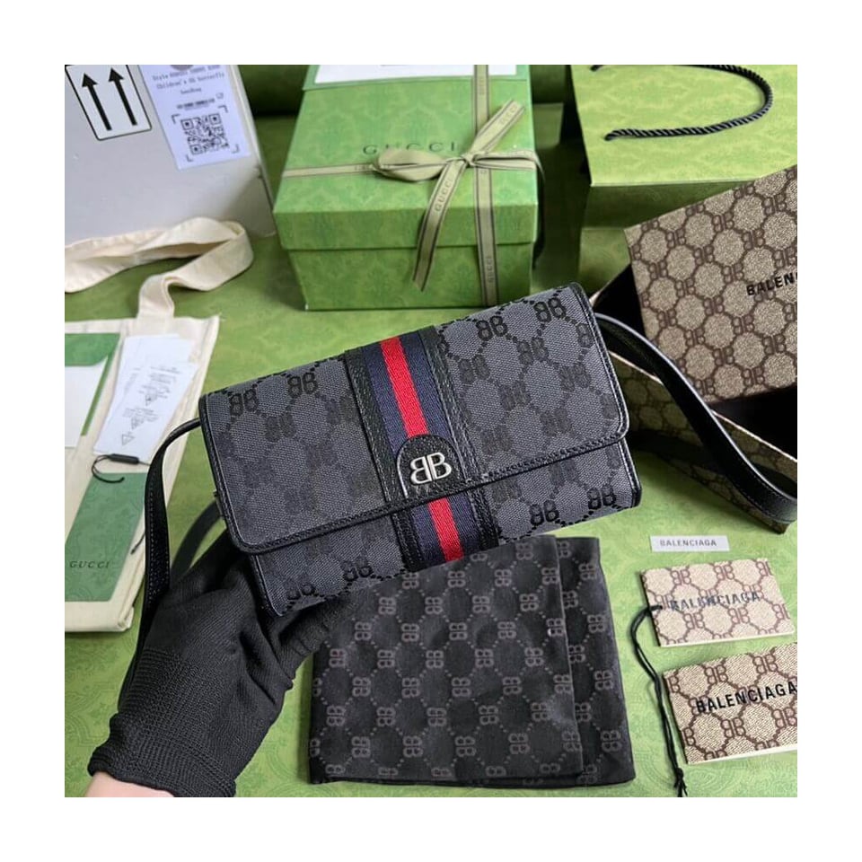 Balenciaga x Gucci Hacker Mini Crossbody Bag Black view 2