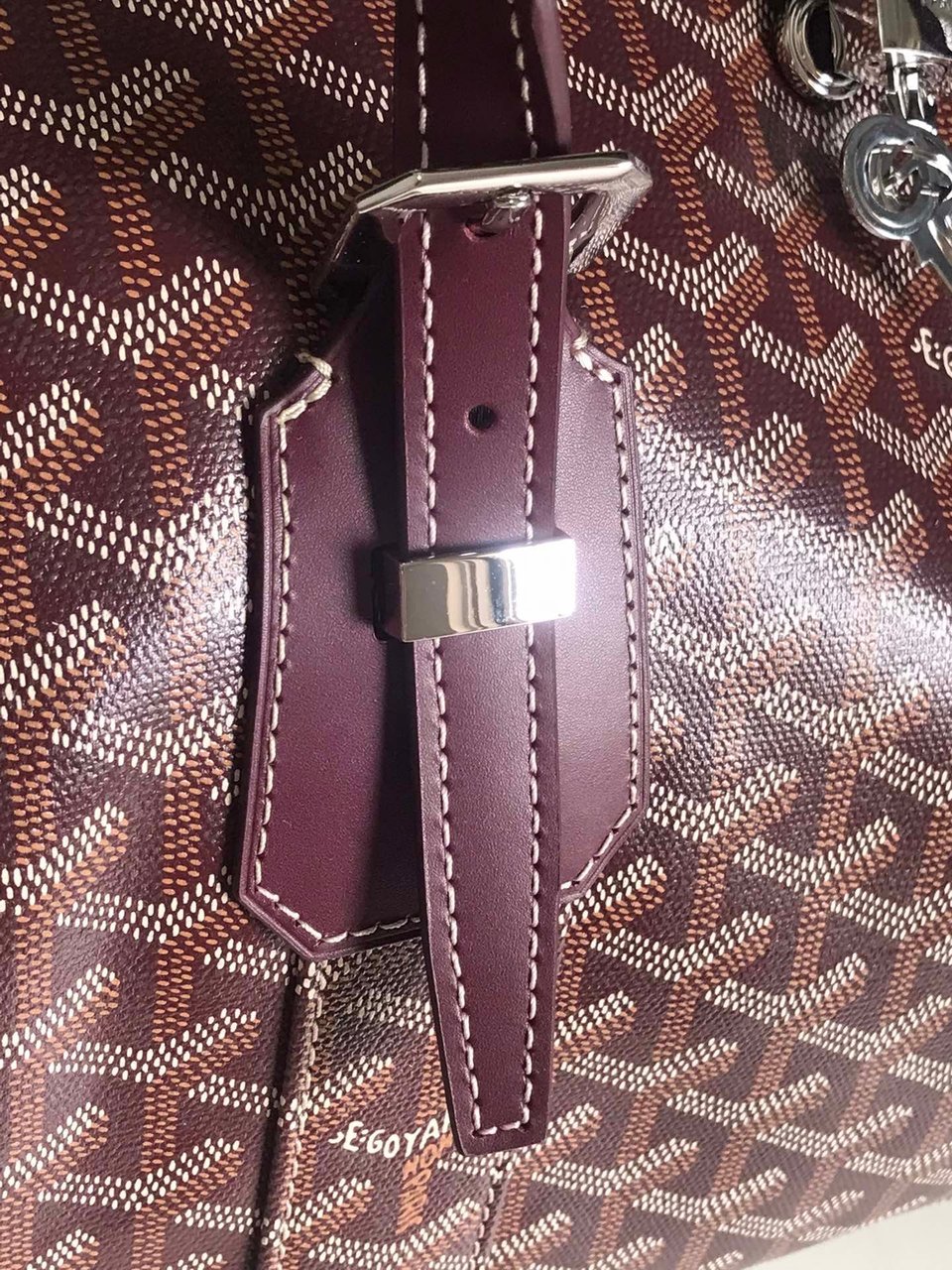 Goyard Boston 50 Bag Cm Wine Red Goyardine Canvas And Calfskin Trim view 6