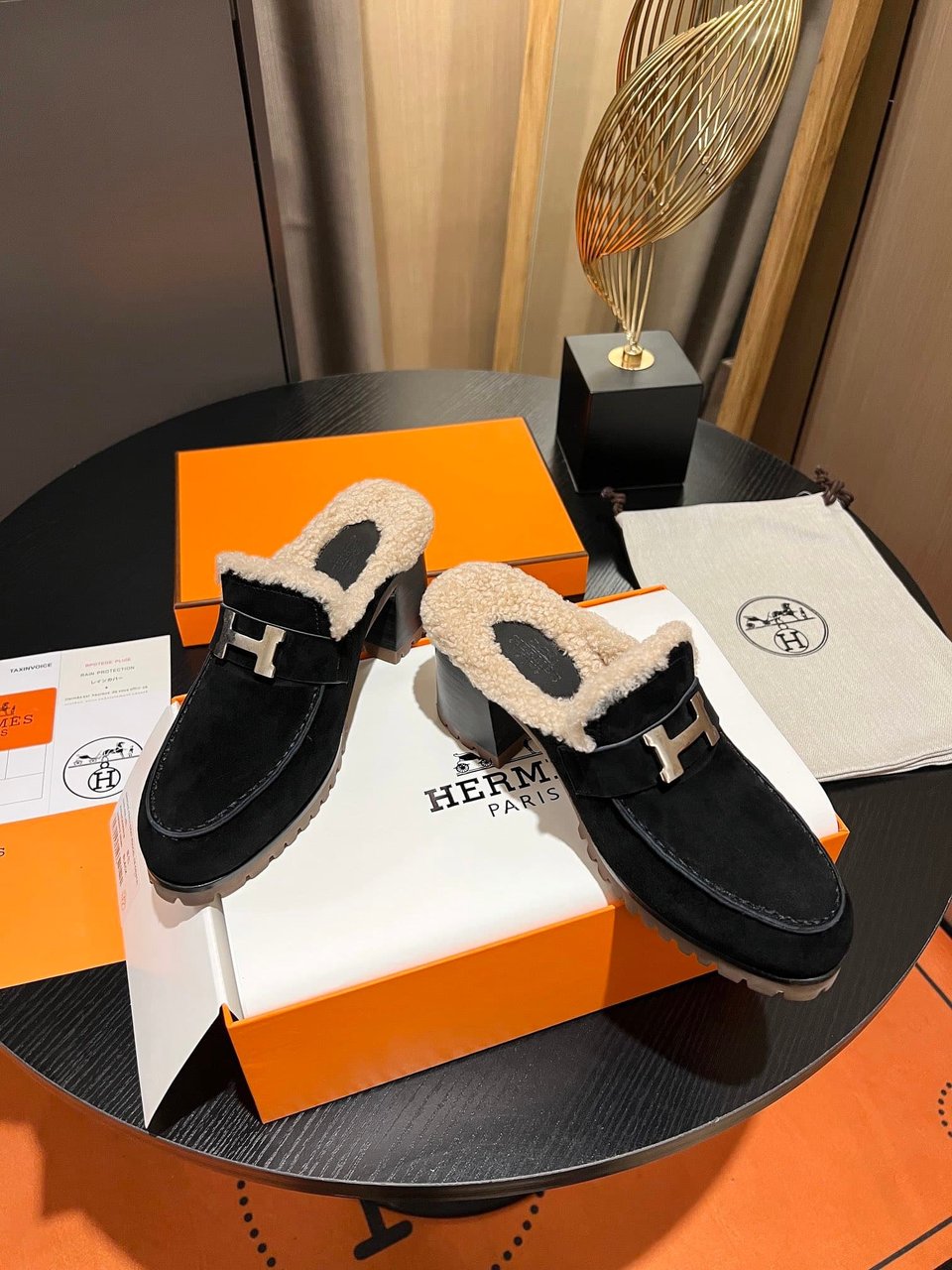 Hermes Flore 60 Mule Black view 10