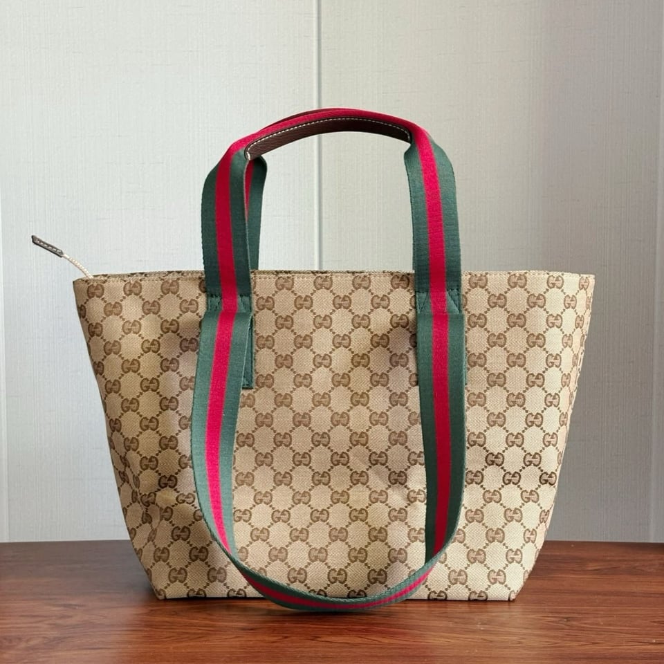 Gucci GG Medium Tote Bag 36cm/14.2in Sand And Brown GG Canvas ‎875929 view 4