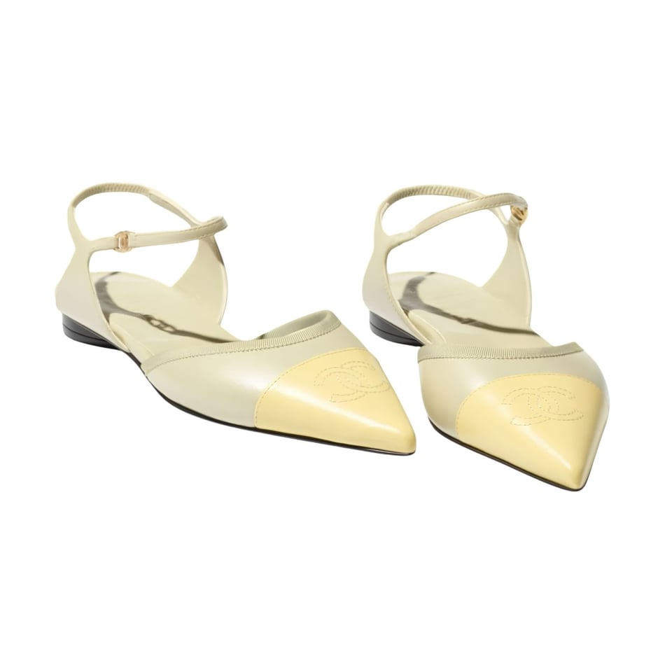 Chanel Chanel Pointed-Toe Slingbacks Beige Pale Yellow G39828