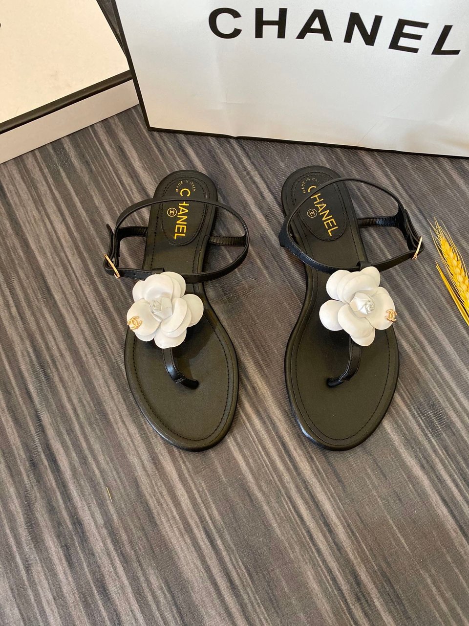 Chanel Jelly White Rubber Camellia Cc Logo Sandals Black view 7