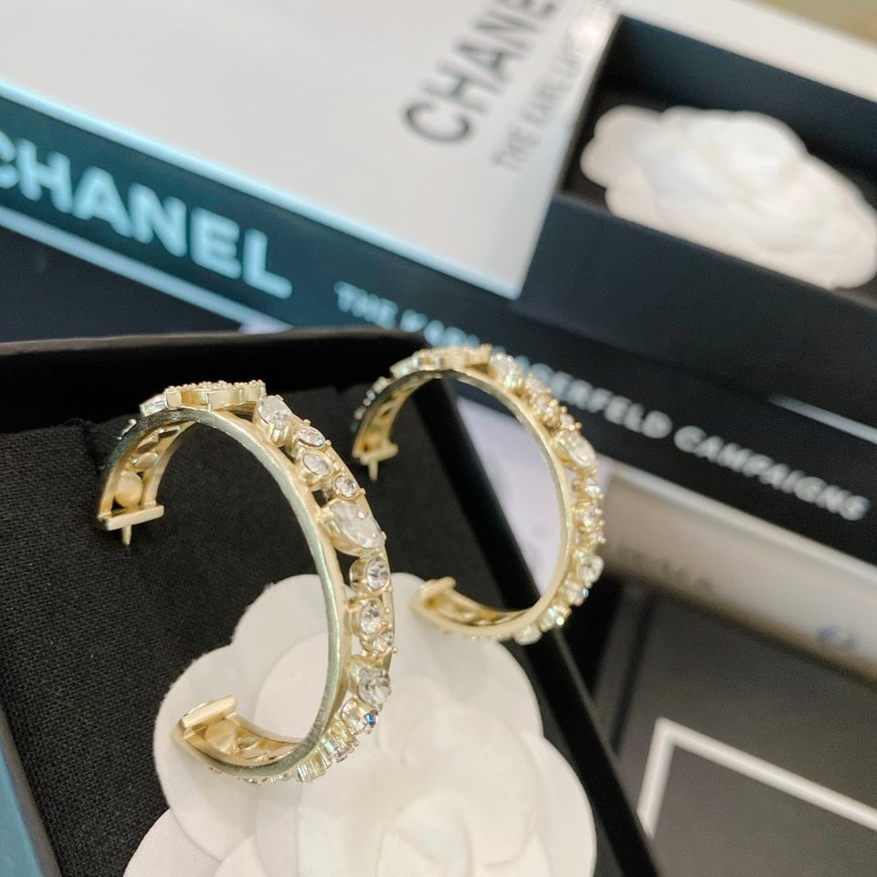 Chanel Hoop Gold Earrings view 9