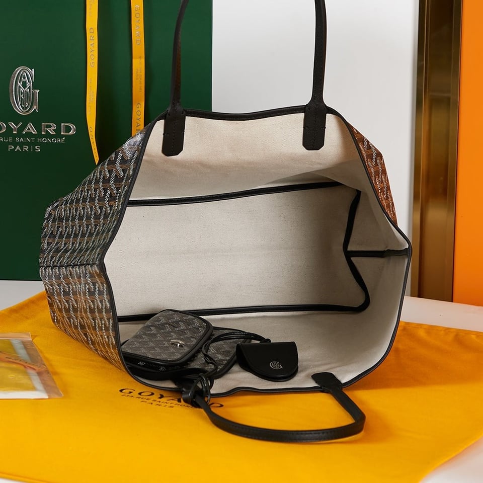 Goyard Saint Louis Pm 34Cm Black Canvas Chevroches Calfskin view 6