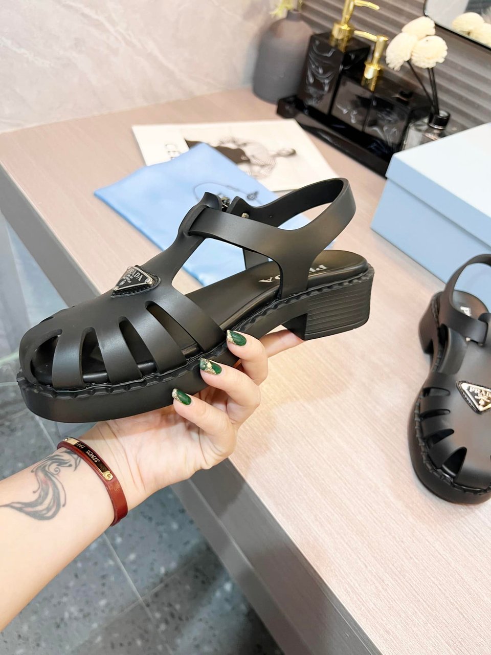 Prada Sporty Foam Rubber Sandals Black 1X857M 3Lkk F0002 F 050 view 4