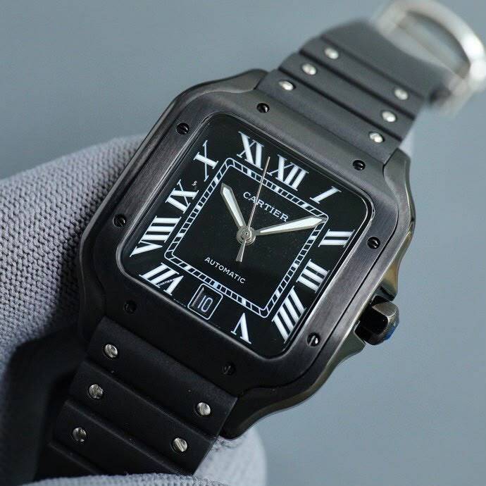 [SUPER CLONE] Cartier Santos De Cartier Steel Black Dial 39.8mm WSSA0039 view 4