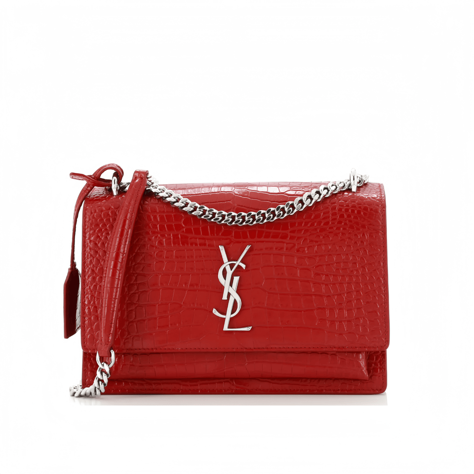 Saint Laurent Sunset Embossed Leather Bag Red view 2