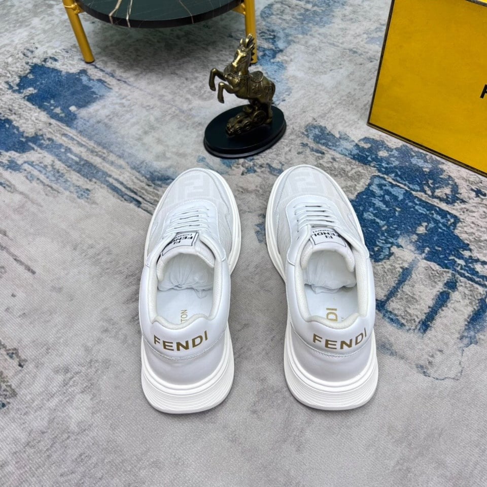 Fendi Ff Motif Low Top Sneakers White view 4