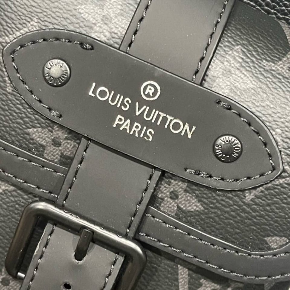 Louis Vuitton Monogram Eclipse Saumur Slingbag 26cm/10.25in Black M45912 view 8