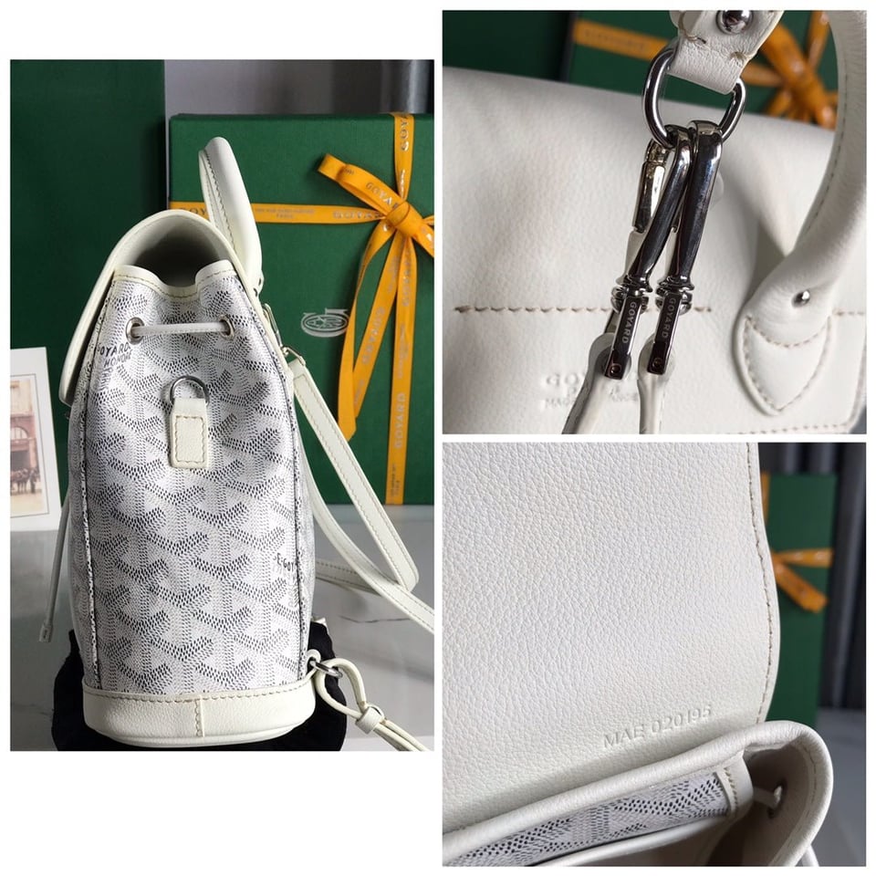 Goyard Alpin Mini Backpack 21 Cm White Lambskin And Goyardine Canvas view 4