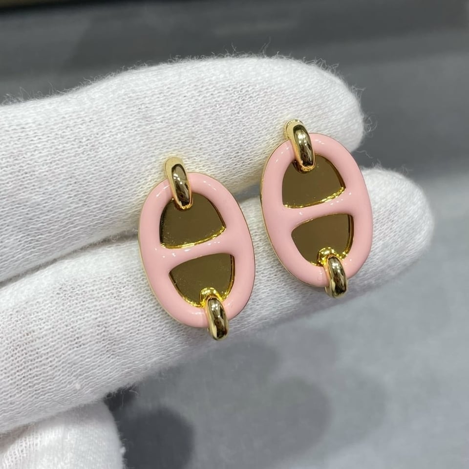 Hermes Mini Maillon Earrings Light Pink view 3