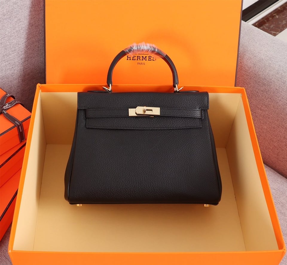 Hermes Kelly Black Sellier Rouge Epsom Gold Hardware 25Cm view 5
