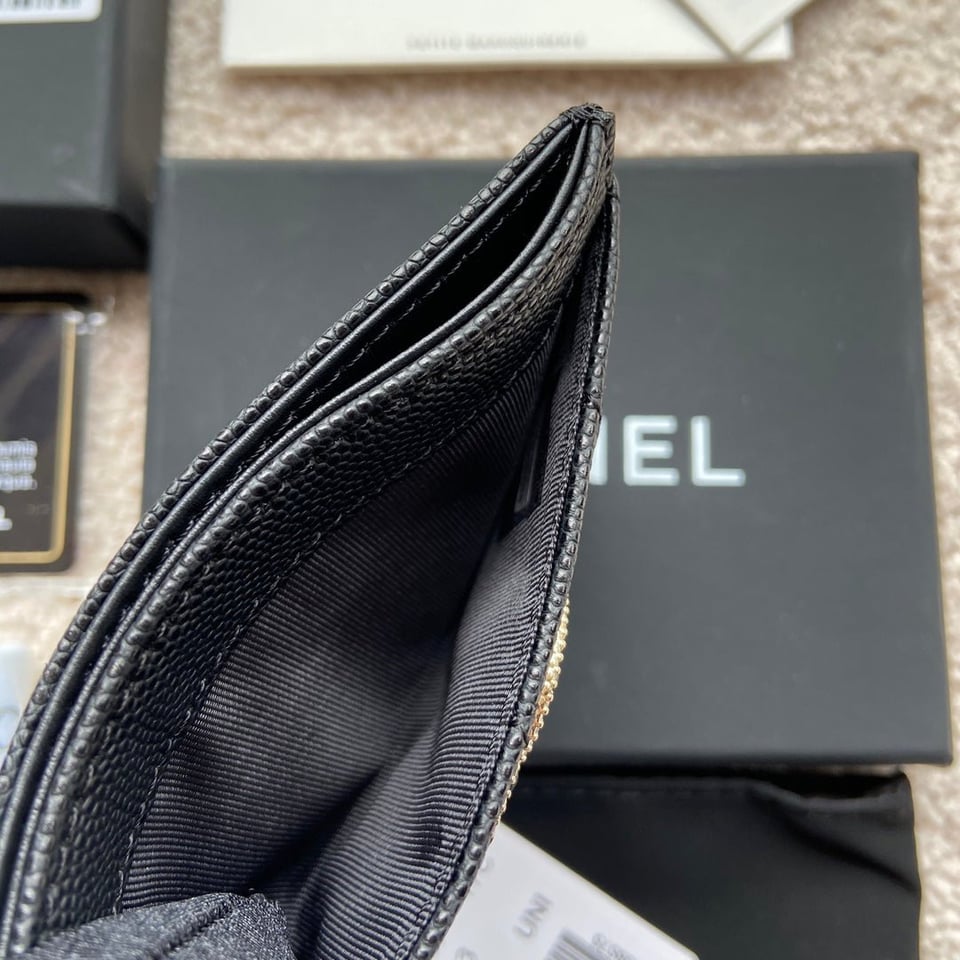 Chanel Card Holder 11Cm Black Caviar Light Gold Hardware view 5