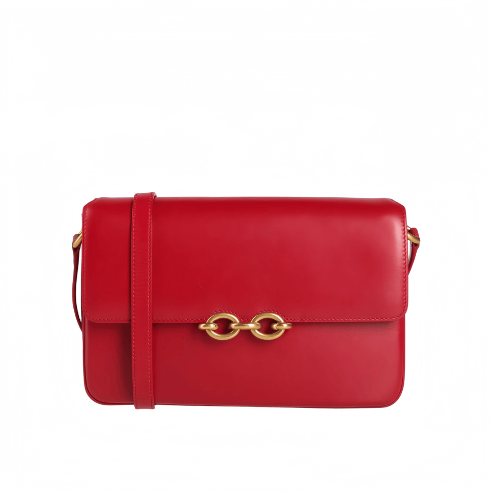 Saint Laurent Le Maillon Satchel In Smooth Leather Red view 2