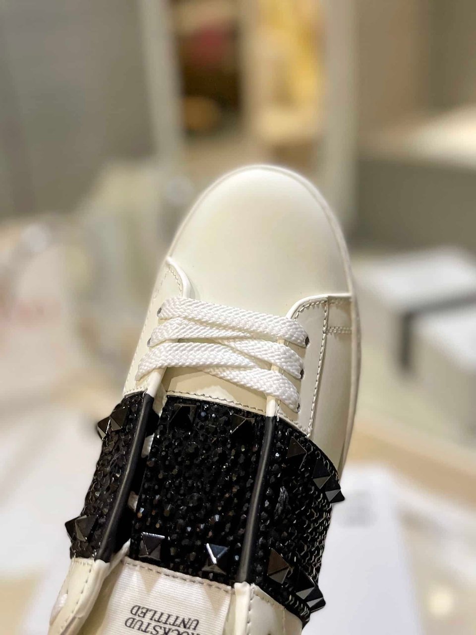 Valentino Garavani Rockstud Untitled Crystal Embellished Leather Sneakers Black view 6