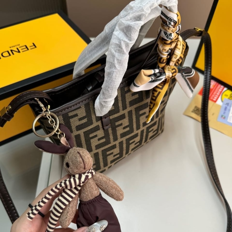 Fendi Mini Roll Ff Jacquard Mini Bag Brown 18Cm view 6